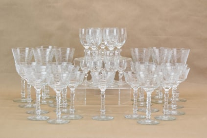 23 Pieces of Rock Sharpe Halifax Grape Etched Stemware