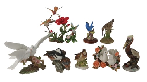 Nine Porcelain Bird Figurals
