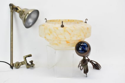 Three Vintage Art Deco Style Lighting Fixtures