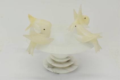 Italian Alabaster Tabletop Footed Compote Bird Bath