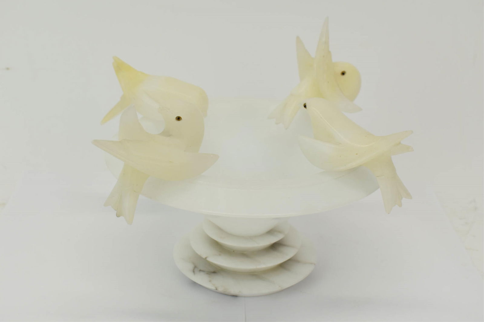 Italian Alabaster Tabletop Footed Compote Bird Bath (1 of 6)