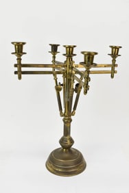Vintage Brass and Copper Five Light Adjustable Candelabrum