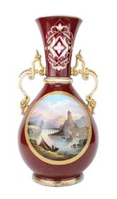 Large Porcelain Double Handled Vase