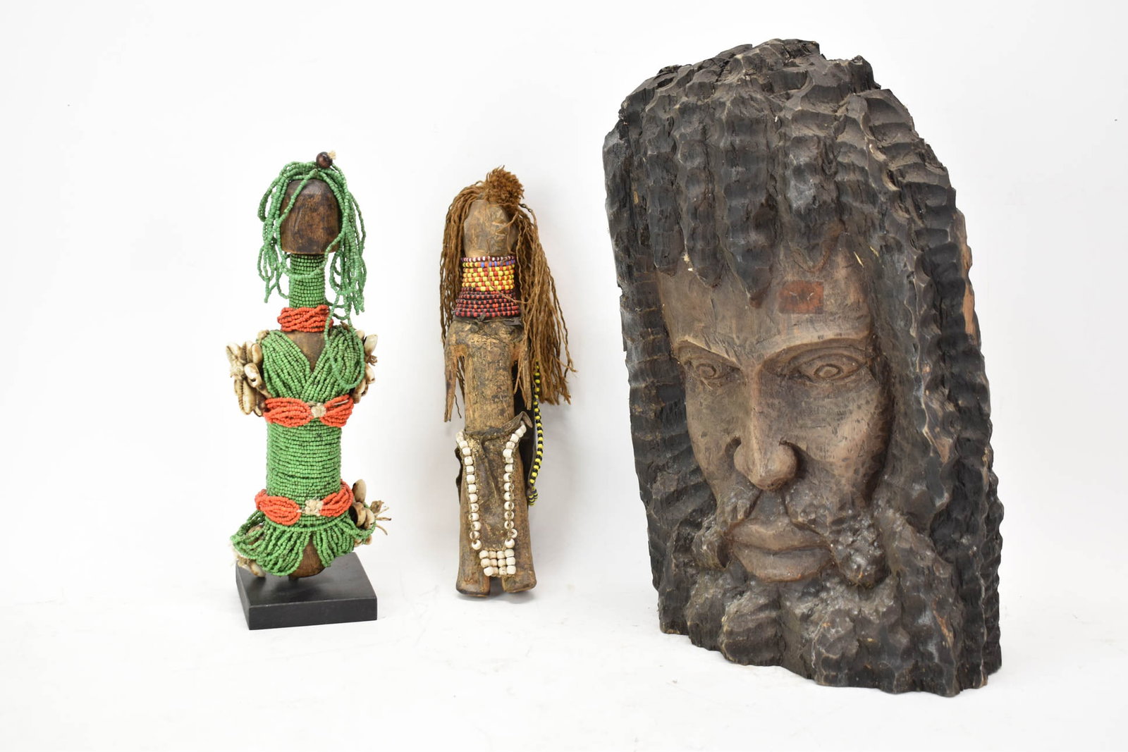 Large Carved Wooden Sculpture Gentleman: Large Carved Wooden Sculpture Gentleman Large Carved Wooden Sculpture of Gentleman together with Kirdi fertility doll, and a carved wooden fertility sculpture. Gentleman measures 14 1/4" tall x 6" x 9