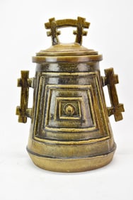 Large Glazed Earthenware Covered Crock