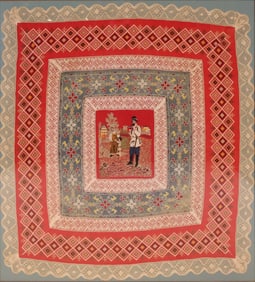 Framed Embroidered and Lace Textile