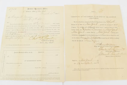 1865 Civil War Draft Letter & 1863 Certificate of Non-Liability