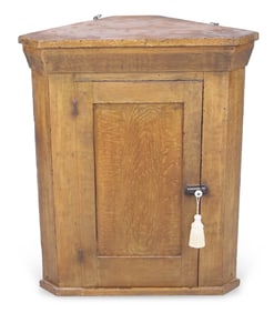 Grain Painted Poplar Hanging Corner Cabinet