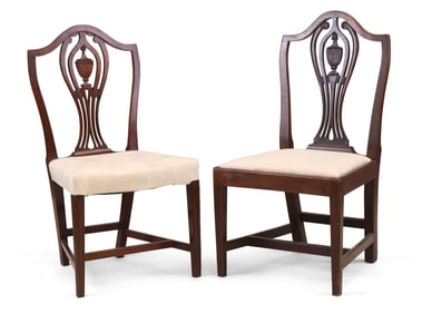 Two Federal Carved Mahogany Side Chairs