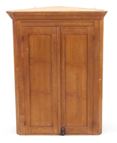 Grain-Painted Poplar Hanging Corner Cupboard