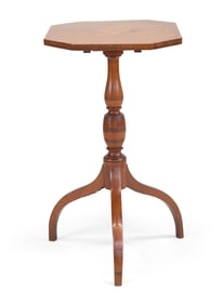 Federal Inlaid Mahogany and Maple Tilt Top Candle Stand