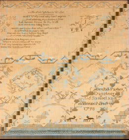 Fine Needlework on Linen Sampler