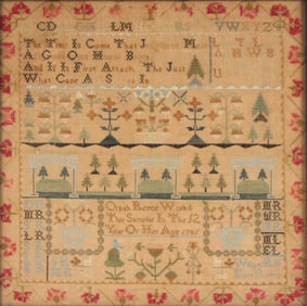 Silk on Linen Sampler, Wrought by Orpah Reese, Aged 12