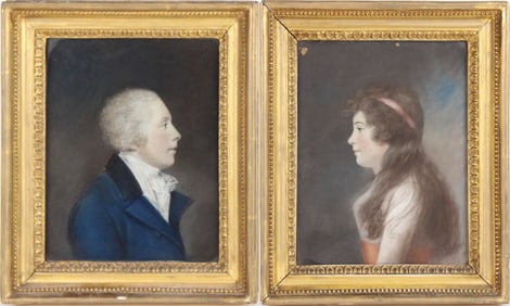 Attrib. James Sr or Ellen Sharples, Portrait of William Sheppard and Susannah Sheppard, Pastel