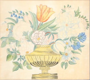 Watercolor Theorem of Flowers in a Yellow Vase