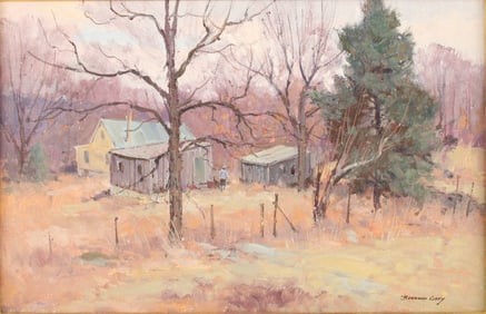 Bernard Corey, American 1914-2000, Grafton, Mass, 1988, Oil on Board