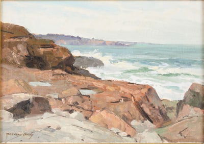 Bernard Corey, American 1914-2000, Gloucester Surf, Oil on Board