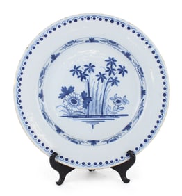 Blue and White Bristol Tin Glazed Earthenware Charger