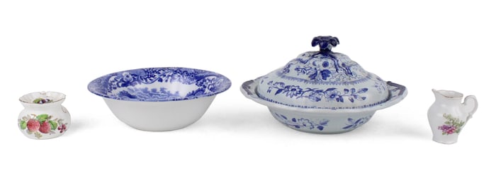 Two Blue and White Transferware Table Articles