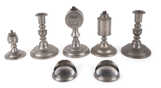 Assembled Group of Pewter Lighting Devices