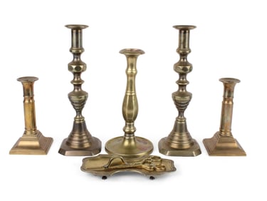 Pair of George III Brass Telescopic Candlesticks