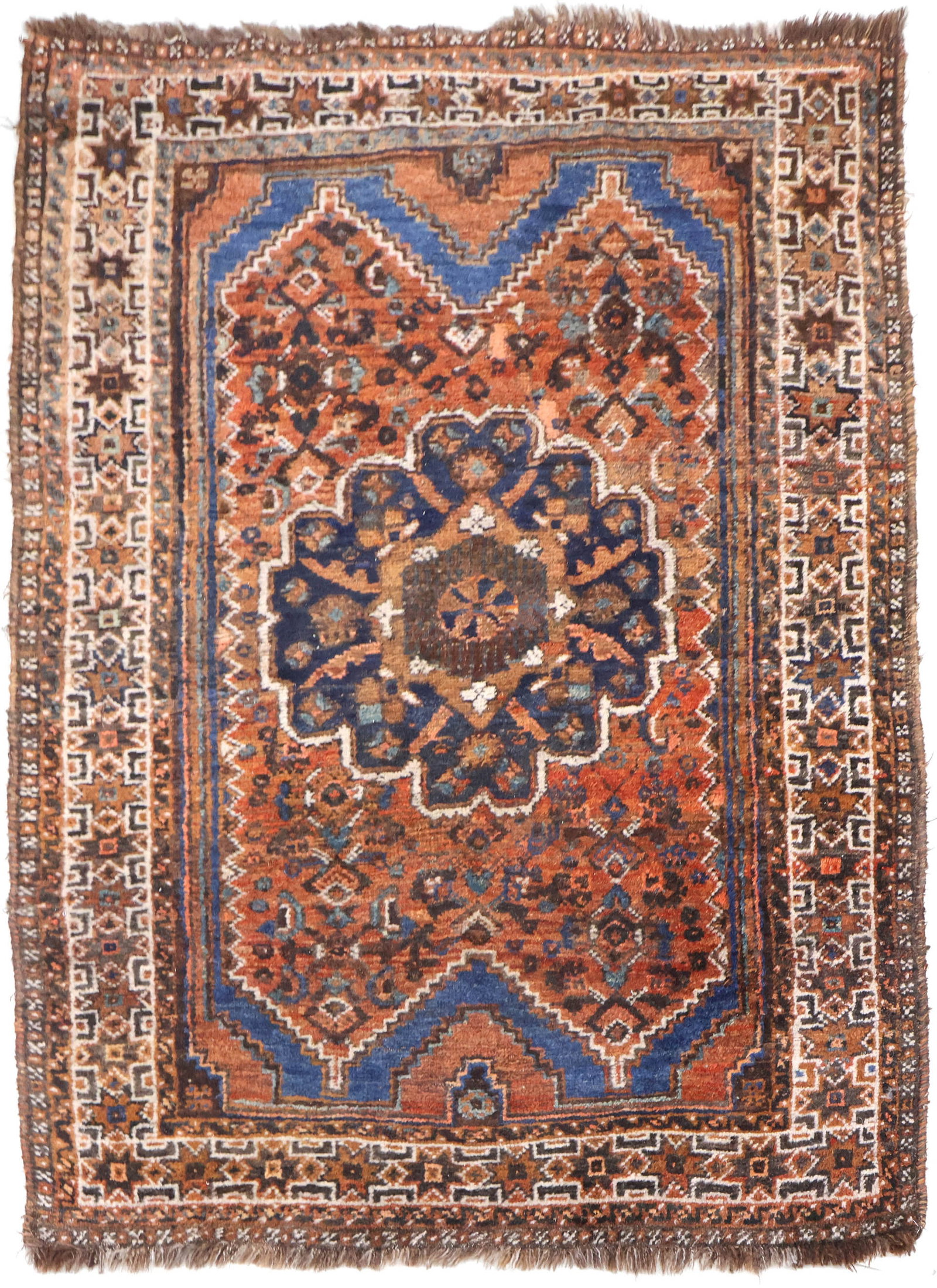 Qashqai Rug: Qashqai Rug Southwest Persia, Early 20th C. Partial ends, areas of wear, small re-piled areas. 63 x 45 in. (160 x 114.3 cm.)