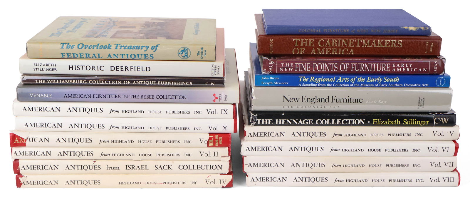 Group of Assorted Antique Furniture Reference Books: Group of Assorted Antique Furniture Reference BooksIncluding, American Antiques from Highland House Publishers, Historic Deerfield, the Bybee Collection, and New England furniture.