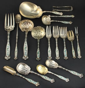 Sterling Silver and Enamel Dresden Flatware