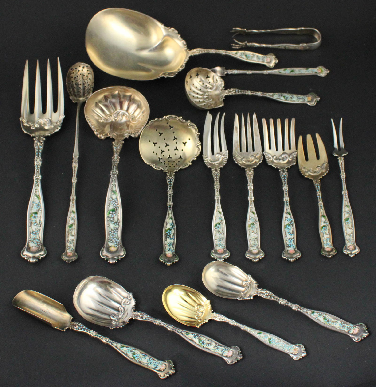Sterling Silver and Enamel Dresden Flatware (1 of 14)