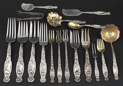 1880 Heraldic Pattern Sterling Silver Flatware