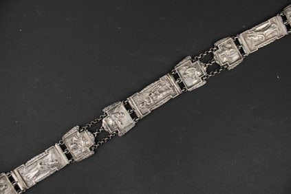 19th C. Judaica Eastern European Silver Belt
