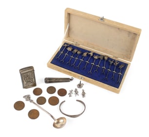 Mexican Silver Twelve Piece Hors D'oeuvre Fork Set