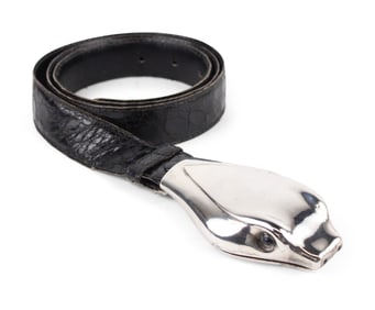 Rare Elsa Peretti for Tiffany & Co. Sterling Silver and Alligator Snake Buckle & Belt