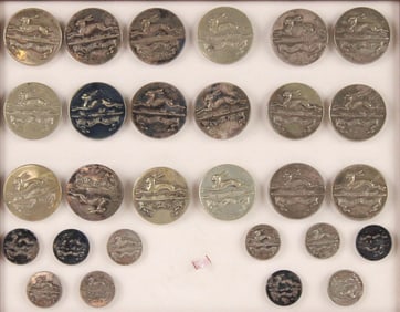 Rare Complete Set of French Silver-Capped Livery Buttons