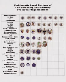 Unusual Collection of Gold Enameled Fraternal Lapel Buttons