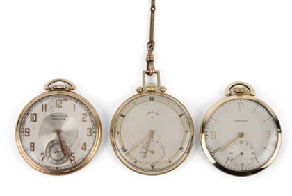 Three Art Deco Gentleman's Open Faced Pocket Watches