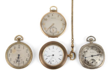 Four Gentleman's Open-Faced Pocket Watches