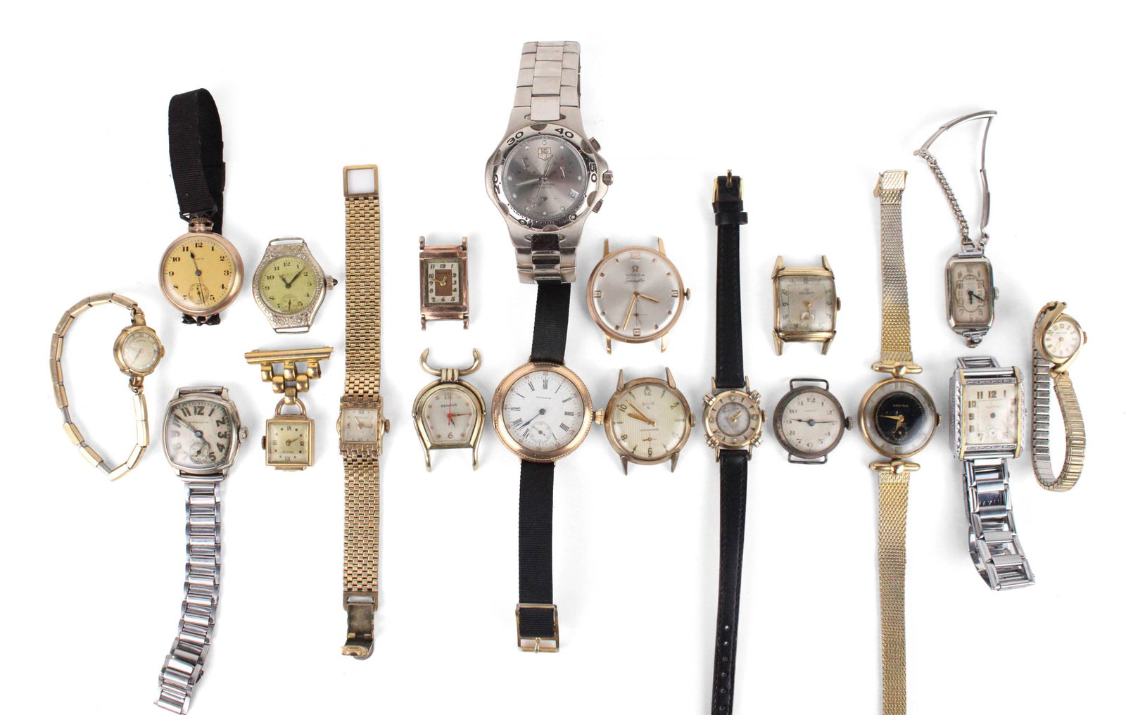 Large Assortment of Vintage Wristwatches: Large Assortment of Vintage WristwatchesIncluding, Hamilton, Elgin and more. Many needing work. Together with a Rolex service box.