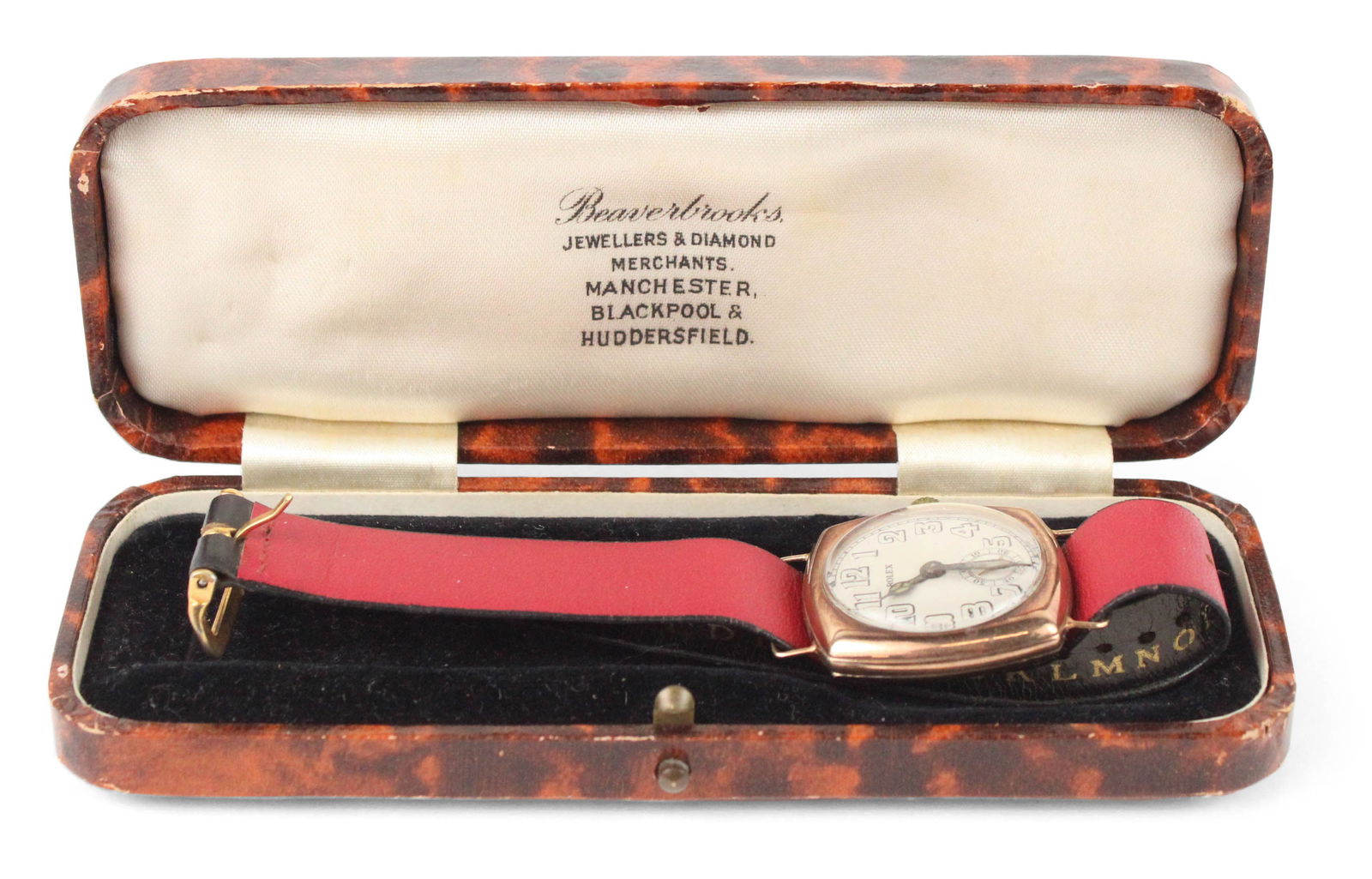 Rolex Gold Cushion-Shaped Man's Wristwatch, c. 1930: Rolex Gold Cushion-Shaped Man's Wristwatch, c. 1930Rolex Gold Cushion-Shaped Man's Wristwatch, c. 1930 in overall good condition.A Rose gold (9 ct.) Rolex for the English Market. Cal. 11 Ligne Movemen