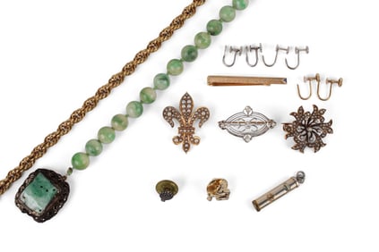 Three Vintage Gold Brooches and Jewelry