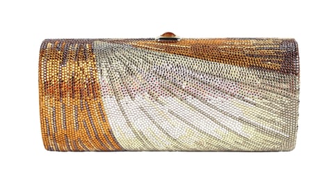 Judith Leiber Silver, Gold and Copper Crystal Minaudiere