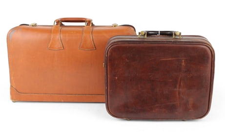 Two Vintage Leather Suitcases