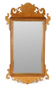 Chippendale Style Figured Maple Mirror