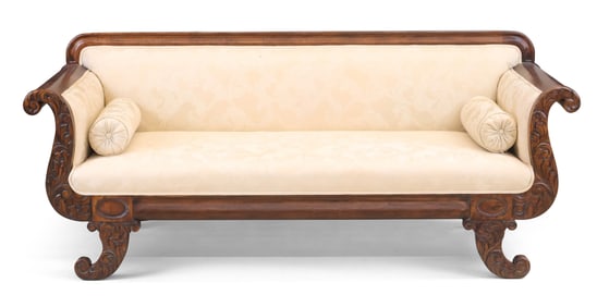 Empire Carved Mahogany Settee