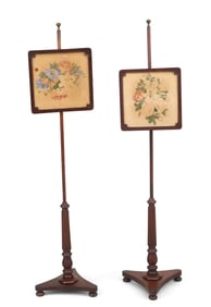 Pair of Regency Mahogany Pole Screens