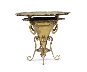 Unusual Brass Scalloped Top Table