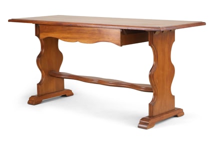 Baroque Style Mahogany Trestle Base Console Table