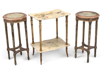 Pair of Louis XVI Style Paint-Decorated Gueridons