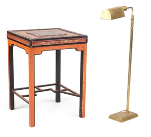 George III Style Black and Scarlet Lacquer Writing Table