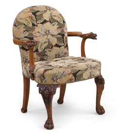 George I Style Carved Walnut Armchair